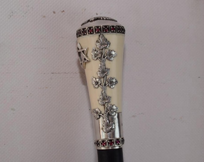 Jewish Silver Walking Stick - Silver Cane David Star - Silver Sterling Walking Stick - Home Decor - Gift for Birthday