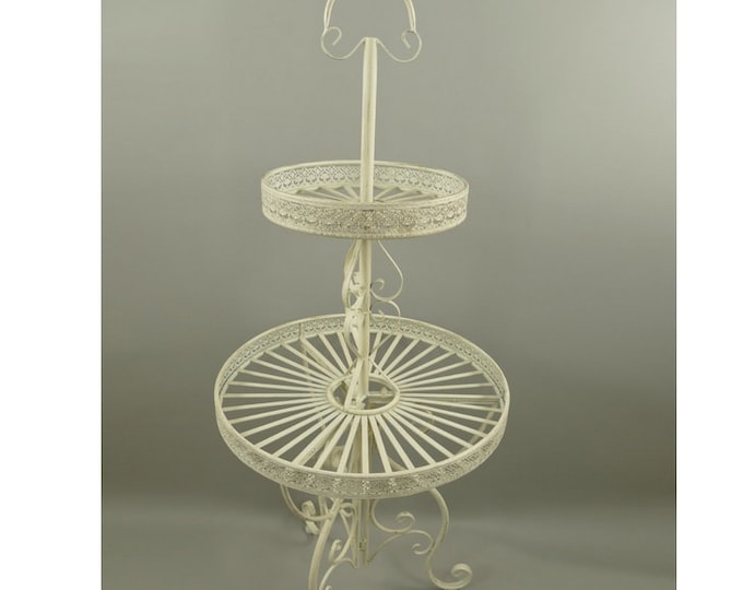 Amazing Large White Wrought Iron Flower Rack - Garden Furniture Wrought - Table for Garden - Iron Pot Stand