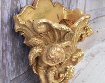 アンティーク　壁掛けコンソール　ウォールラック　壁掛け　シェルフ　ゴールド　金 楽天市場】ポイント10倍SALEイタリア製 壁掛けコンソール ゴールド