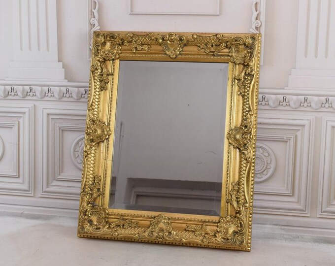 Wooden Gold Mirror - Crystal Silver Mirror on Baroque Style - Richly Frame - Victorian Style - Exclusive Wall Decor - Home Decor