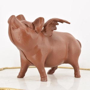 Vintage Rustikales Schwein - Gusseisen Sparschwein - Einzigartige Spardose - Geflügeltes Schwein - Wohnkultur - Geschenkidee