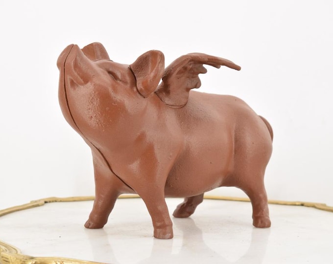 Vintage Rustical Pig - Cast Iron Piggybank - Unique Moneybox - Winged Pig - Home Decor - Gift Idea - Housewarming Gift