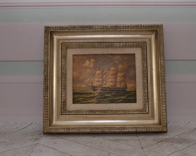 Unique Painting Boats on Sea - Painting with Golden and Silver Frame - Rough Sea Painting Art Work - Wall Decor - Amazing Home Decor - Gift
