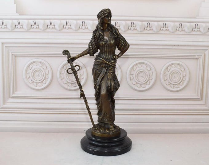 Xena Warrior Princess Bronze Statue - Vintage Bronze Figure - Woman with Sword - Gift Idea - Home Office Decor - Gift for Strong Woman