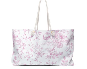 SHABBY CHIC Weekender Bag - Pink travel bag - GIRLY Flowers Bag