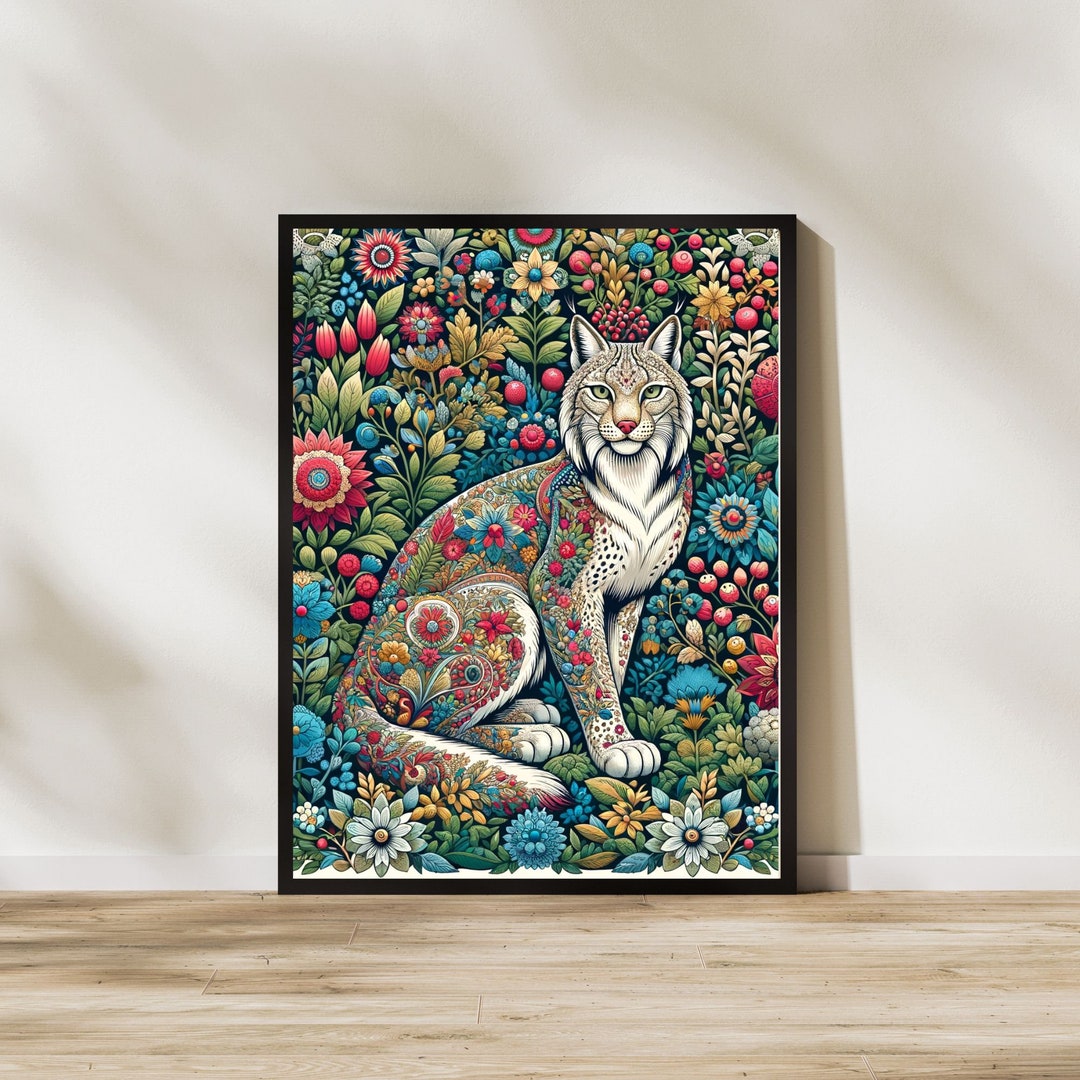 Folk Art Wall Decor instant Download Digital Print Panther Wall Art