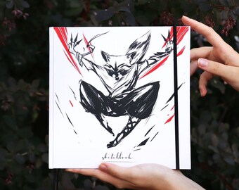 Raccoon Sketchbook: Black & Red Paper, 124 Pages
