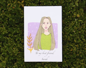 Hand-Drawn Custom Portrait Card: Personalized Birthday Greeting