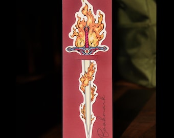 Fire Sword Bookmark, Fantasy Sword, Book Lover Gift