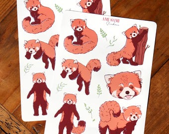 Red panda sticker sheet, vinyl