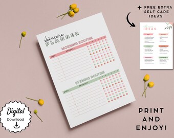Skin care scheduler | Skincare Routine Template | Editable Skincare Routine | Printable Skincare Template | Skin Care Tracker | Beauty Journal