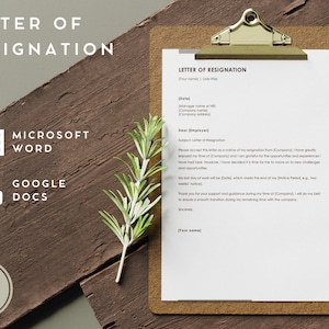 Professional Resignation Letter Template | Google Docs | Microsoft Word | Notice Letter | Resign Letter