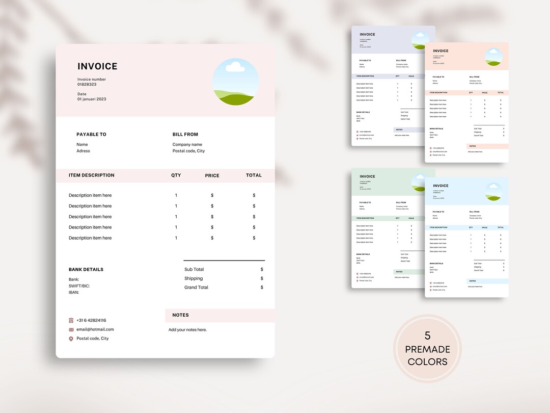 Invoice Editable Template Minimalist | Small Business Canva Template ...