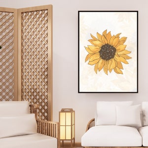Sunflower Wall Art | Wall Art | Living Room Wall Art | Wall Decor | Digital Download | Modern Wall Art | Printable Art | Office Wall Art
