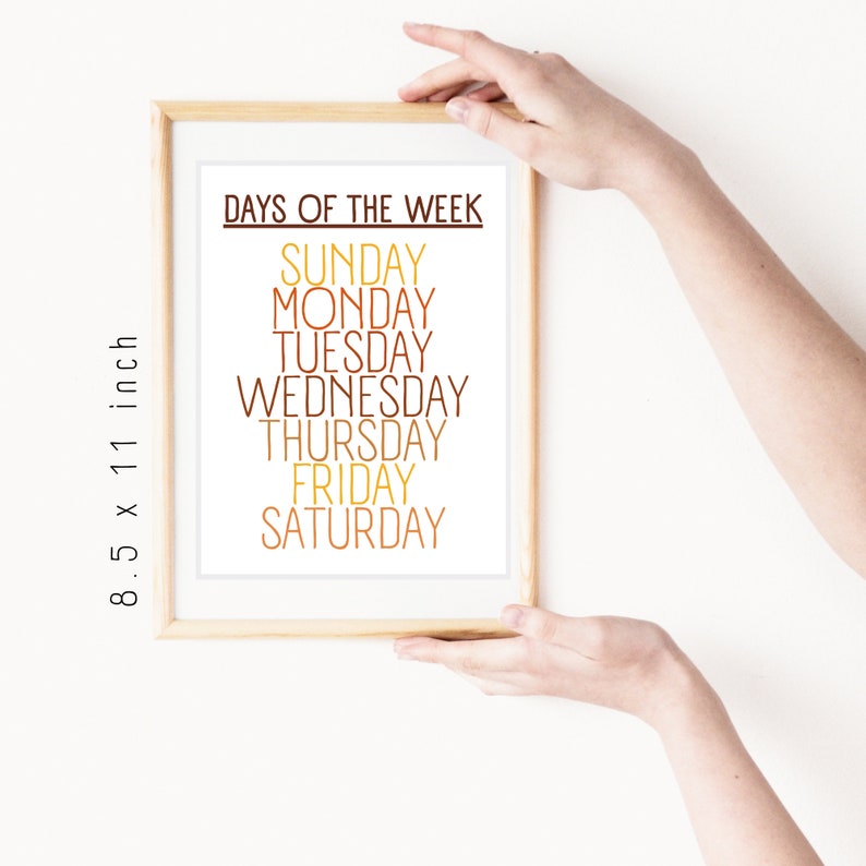 Days of the Week Poster Days of the Week Printable Homeschool Poster ...