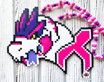 X Perler Necklace By Leaky Pixels • X Perler • EDM Perler • Rave Perler • Kandi Necklace • Trex Perler • Dinosaur Perler