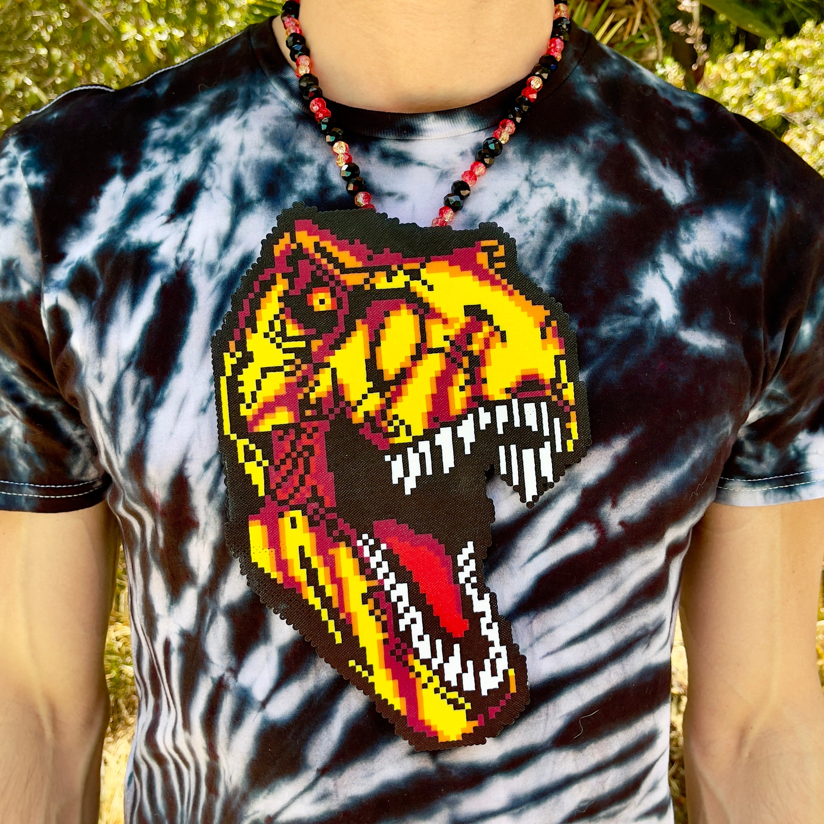 Jurassic Park T-rex Perler Necklace | Rave Perler | Jurassic World
