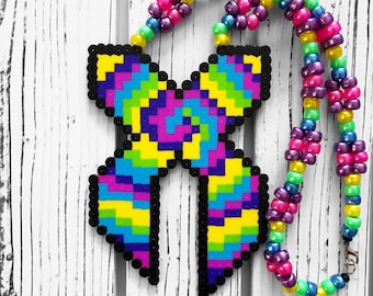 Excision X Perler Necklace By Leaky Pixels • Excision Perler • Rave Kandi • Dubstep Perler • EDM Perler • Perler Bead Art • Kandi Necklace