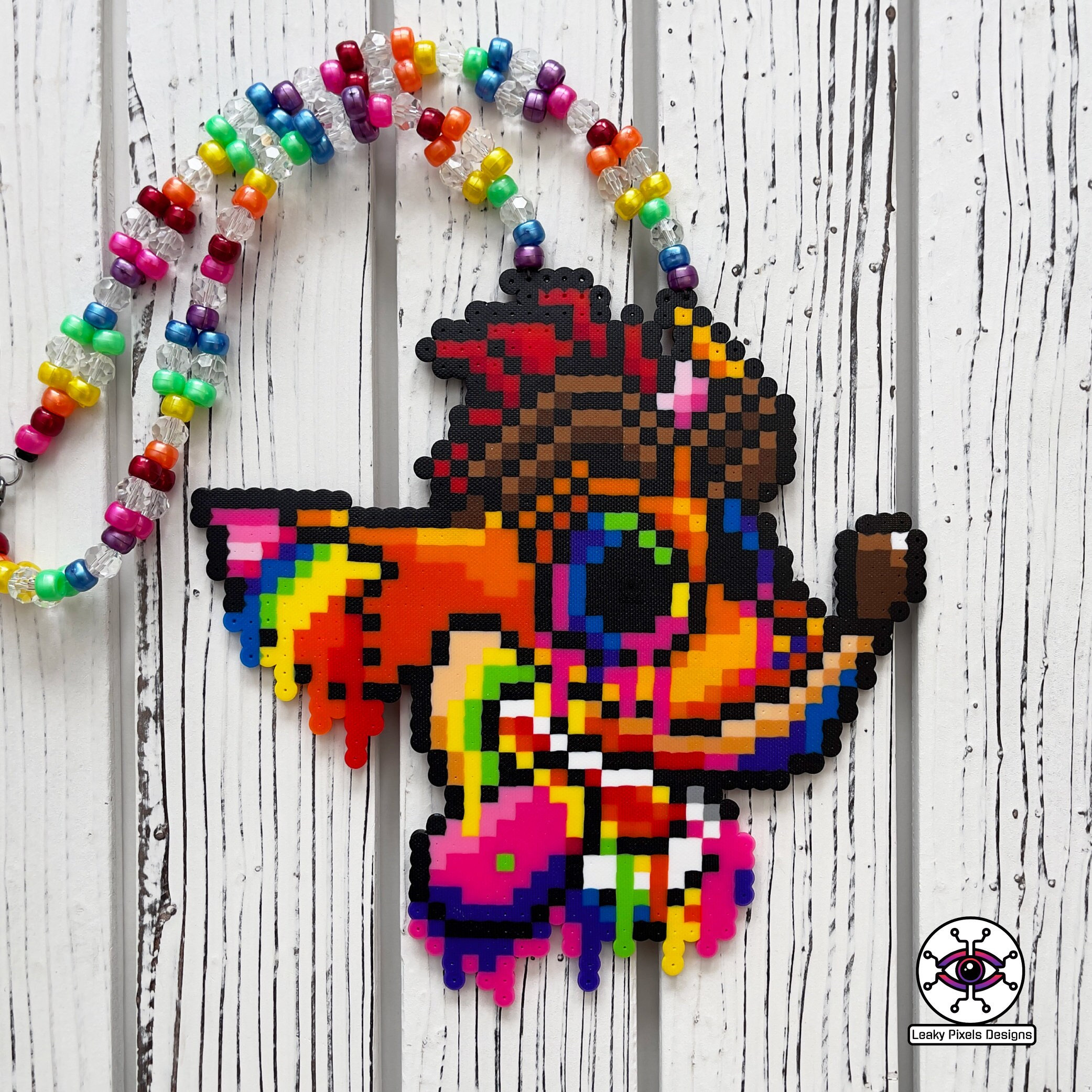Trippy Crash Bandicoot Perler Necklace by Leaky Pixels