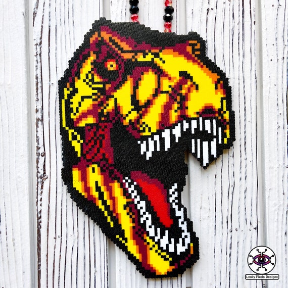 Jurassic Park T-rex Perler Necklace | Rave Perler | Jurassic World