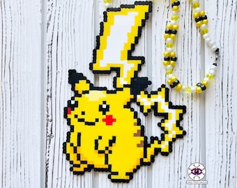 Gigantamax Pikachu Perler Necklace | Perler Necklace | Anime Perler | Rave Perler | Kandi Necklace | Electric Type Pokémon