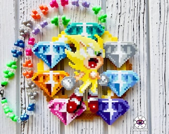 Hyper Sonic Perler Necklace | Sonic the Hedgehog | Super Sonic | Rave Perler | Rave Outfit  | Kandi Necklace | Sega Video Game | Bead Sprite