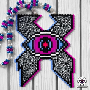 Excision Eye Perler Necklace By Leaky Pixels • Excision Perler Necklace • Perler Bead Art • Kandi Necklace • Rave Kandi • EDM Perler