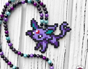 Espeon Perler Necklace By Leaky Pixels • Espeon Necklace • Eevee Perler • Perler • Perler Bead Art • Kandi Necklace • Anime Perler