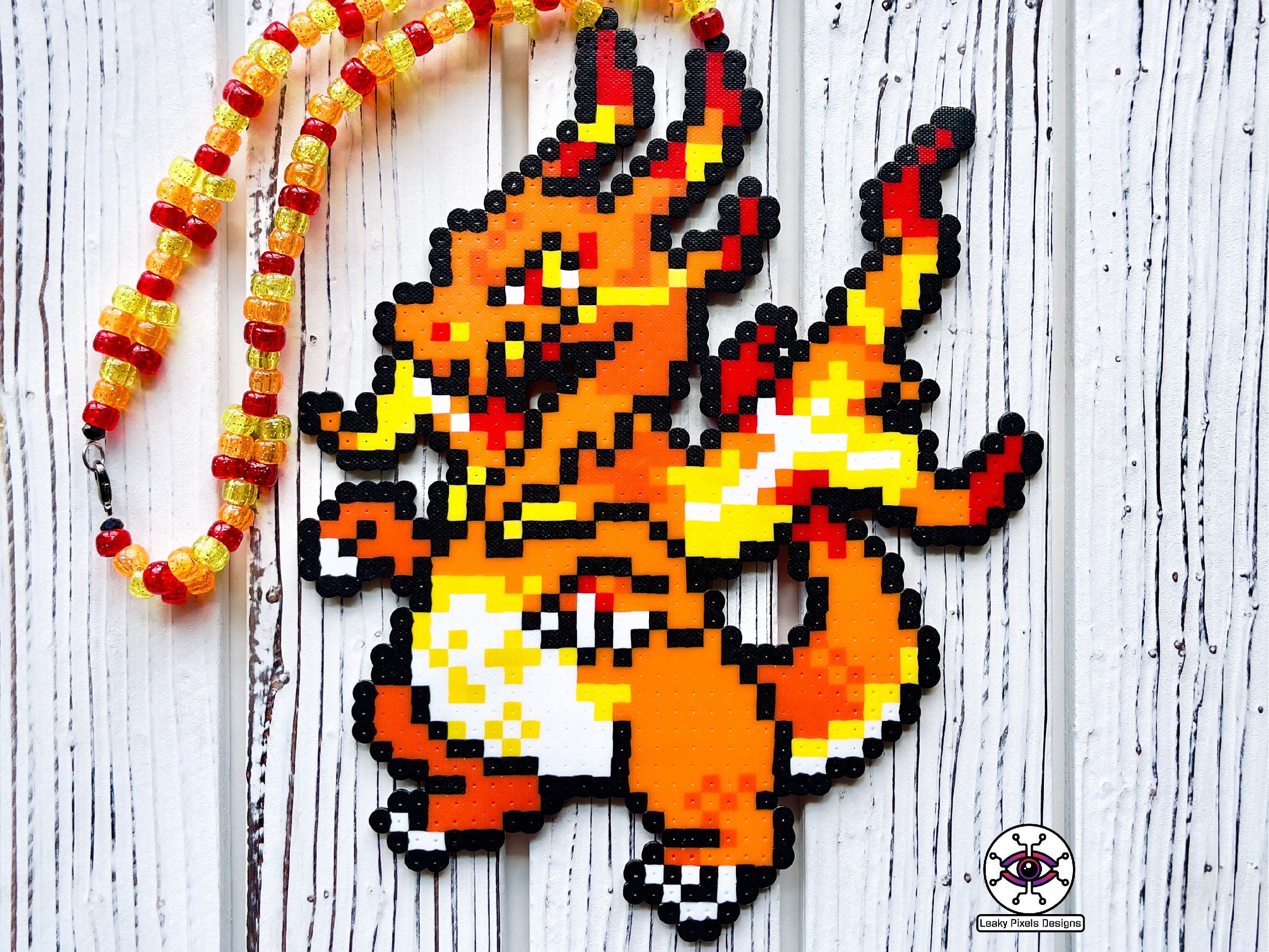 Moltres Perler Necklace – Leaky Pixels