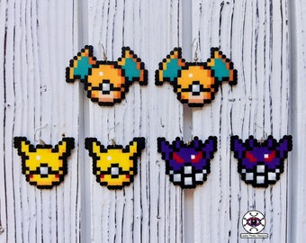Pikachu Charizard Gengar Perler Earrings | Kandi Bracelet | EDC Outfit Gear