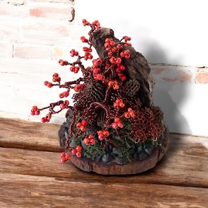 Copper Wire Tree of Life: Natural Home Decor Bonsai
