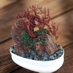 Copper Wire Bonsai Tree Sculpture: Tree of Life Home Decor