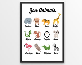 Zoo Animals Digital Printout - Nursery/Homeschooling/Montessori - ¡6 archivos JPEG!