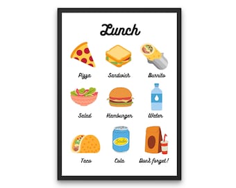 Almuerzo - Impresión digital - Colores brillantes / primarios - Guardería / Educación en el hogar / Montessori - ¡6 archivos JPEG!