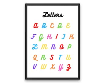 Letras Impresión Digital - Colores Brillantes/Primarios - Guardería/Educación en el Hogar/Montessori - ¡6 archivos JPEG!