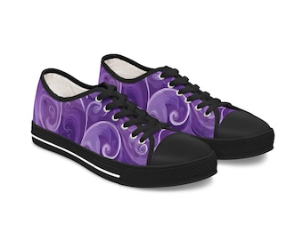 Purple Swirl Women's Low Top Sneakers: Polyester Canvas Shoes