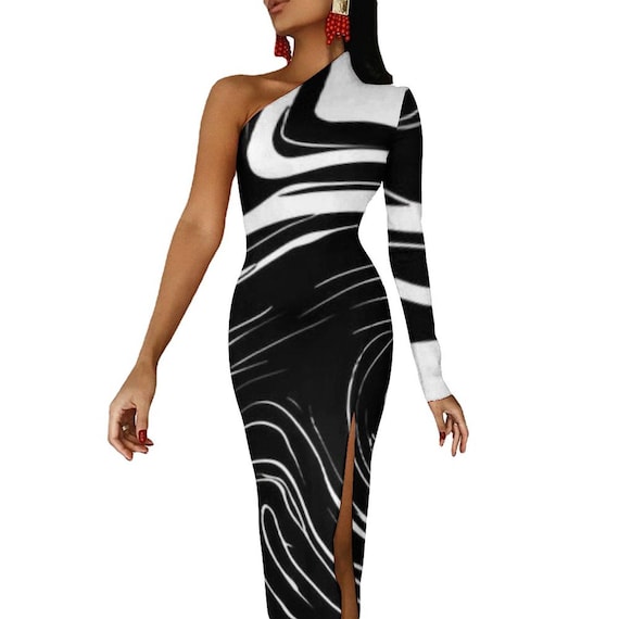 one shoulder split bodycon dress ASOS Design - One Shoulder Maxi Dress - Women - Polyester - M