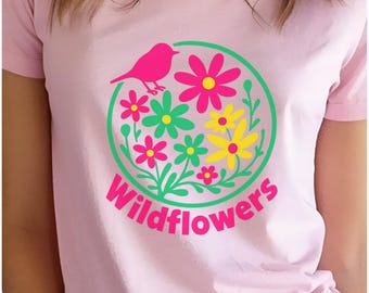 Butterfly Wildflower T-Shirt: Eco-Friendly Ring-Spun Cotton Tee