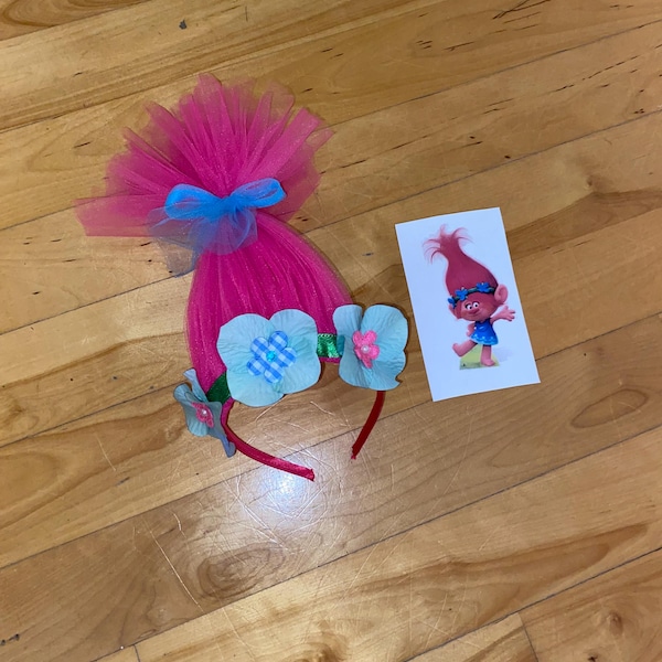 Troll Inspired Headband: Pink Tulle Wig, Party Favor