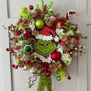Grinch wreath, Grinch theme, christmas wreath, green monster, grinch, green monster wreath, grinch