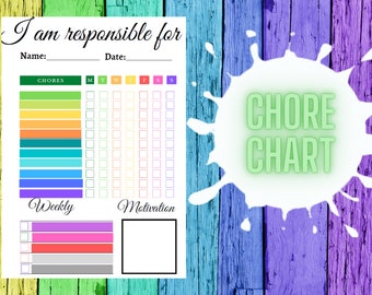 Grafico delle faccende dei bambini, stampabile, modificabile, scaricabile, grafico delle faccende di responsabilità, routine giornaliera e settimanale, PDF, Planner, A4 e 8,5 X 11 inc