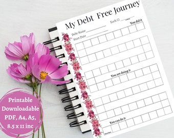Pagamento del debito rosa, Monitoraggio del debito, Pagamento dei prestiti, Pagamento del credito, Pianificatore finanziario, Budgeting, Stampabile, Scaricabile, PDF, A4, A5, USLetterSize