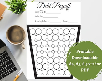 Pagamento del debito, Debt Tracker, Payoff di carte di credito e prestiti, Pianificatore finanziario, Budgeting, Stampabile, Scaricabile, PDF, A4, A5, 8,5 x 11, Minimalista