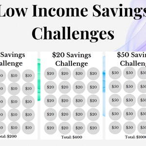 Low Income Savings Challenges, Budgeting, PDF, Printable, Downloadable, A4, US Letter Size, A5, 2024 Saving Challenges, Savings Tracker