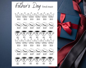 Modello sfida di risparmio per la festa del papà, budget basso, PDF, A4, A5, A6, A7, formato lettera USA, download digitale, obiettivi finanziari, tracker di risparmio