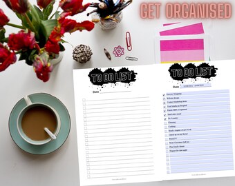 Minimalist To Do List, Editable, Printable, Downloadable Daily and Weekly To Do List, PDFs, Digital, Checklist, A4, A5, A3, 8.5 X 11 inc