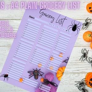 Halloween Grocery List, Food Planner, Editable Downloadable Printable ...