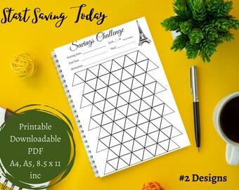Savings Challenge Tracker, Obiettivi finanziari, Busta Cash Stuffing, Pianificatore di obiettivi di risparmio, stampabile, scaricabile, PDF, A4, A5, 8.5 x 11inc