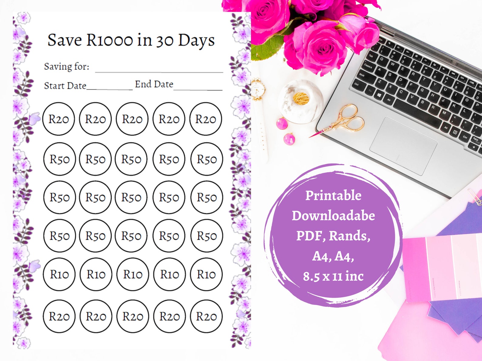 Rands 30 Day Savings Challenge Low Income Savings Tracker Bundle R250 rands-30-day-savings-challenge-low-income-savings-tracker-bundle-r250