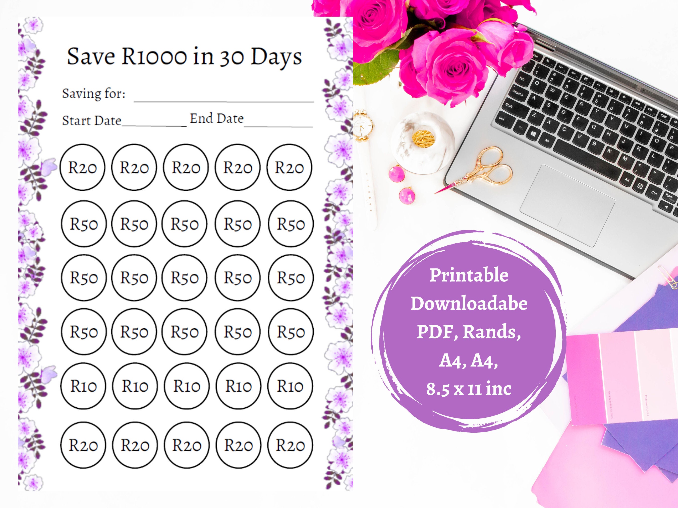 Rands 30 Day Savings Challenge Low Income Savings Tracker Bundle R250 rands-30-day-savings-challenge-low-income-savings-tracker-bundle-r250